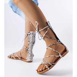 Sandália estampada de salto alto Heliport branco 1 Sandália estampada de salto alto Heliport branco 1