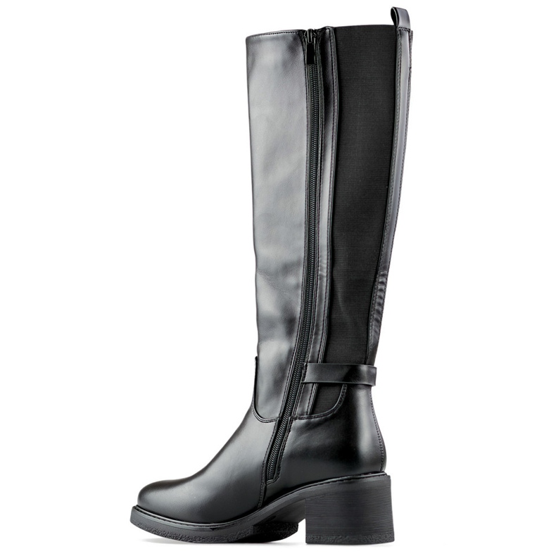 Botas de inverno pretas com salto baixo e isolamento preto 1