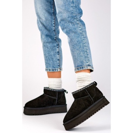 Botas de neve de couro preto, botas femininas de inverno com isolamento 1