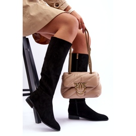 Botas de camurça com salto plano preto Eelin preto 1