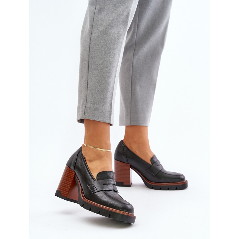 Sapatos femininos de salto alto em couro ecológico preto Vinceza 58105 2