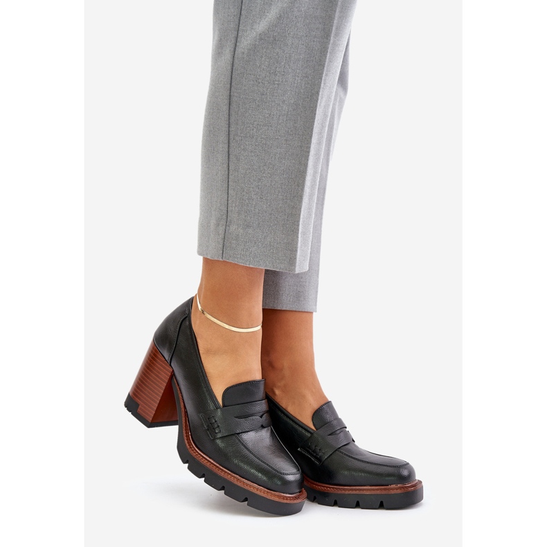 Sapatos femininos de salto alto em couro ecológico preto Vinceza 58105 1