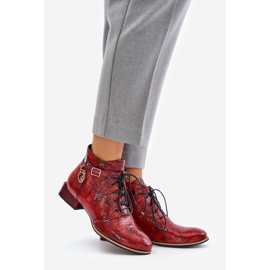 Botins femininos de couro envernizado Maciejka 5743A-08 vermelho 1
