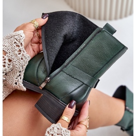 Botas de salto baixo de couro com isolamento Zazoo 60480, verde escuro 2 Botas de salto baixo de couro com isolamento Zazoo 60480, verde escuro 2