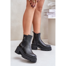 Zazoo 60490 Botins isolados em couro com decoração, preto 2 Zazoo 60490 Botins isolados em couro com decoração, preto 2