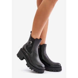 Zazoo 60490 Botins isolados em couro com decoração, preto 1 Zazoo 60490 Botins isolados em couro com decoração, preto 1
