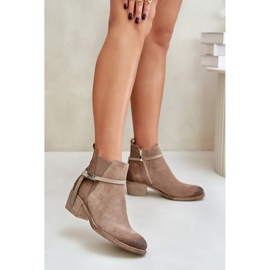 Zazoo 60478 Botas de camurça de salto alto, isoladas, fechadas com zíper, bege 2