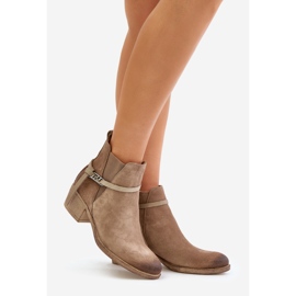 Zazoo 60478 Botas de camurça de salto alto, isoladas, fechadas com zíper, bege 1