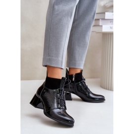 Zazoo 60503 Botas de couro de salto alto, quentes, pretas preto 1