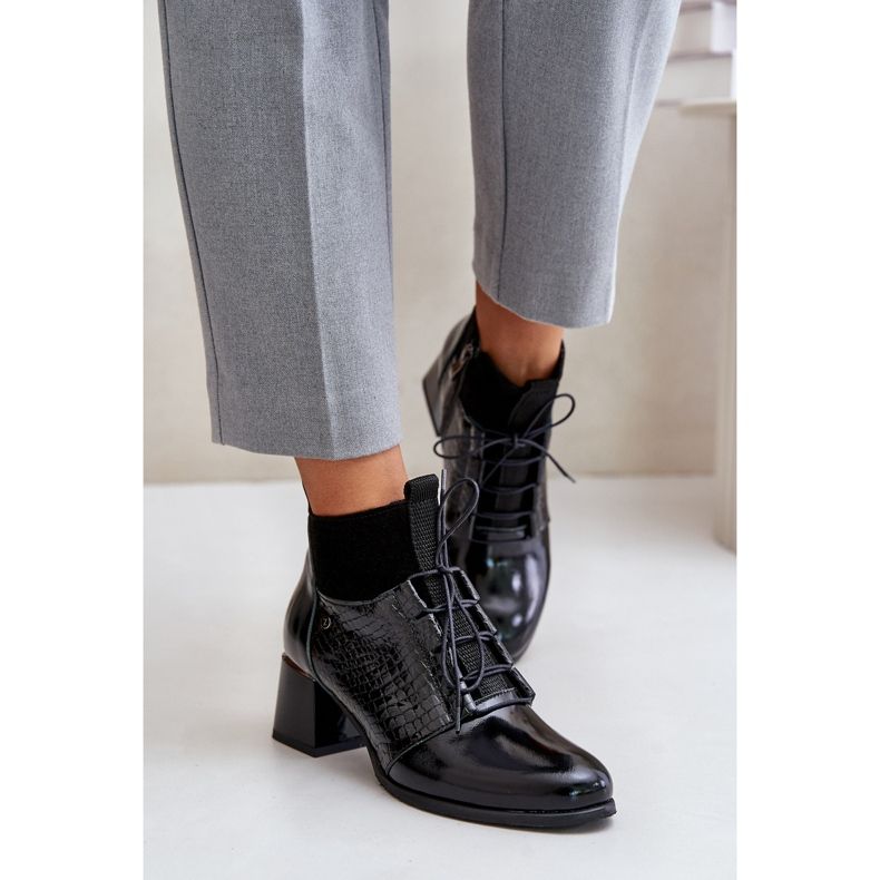 Zazoo 60503 Botas de couro de salto alto, quentes, pretas preto 2