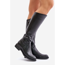 Zazoo 70140 Botas femininas de couro aquecidas acima do joelho, pretas preto 1