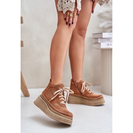Botas de couro com plataforma e cunha Maciejka 06759-29 Marrom 2
