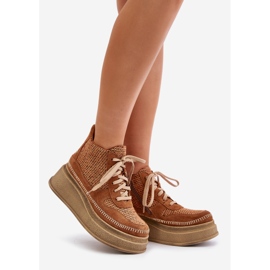 Botas de couro com plataforma e cunha Maciejka 06759-29 Marrom castanho 1
