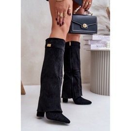 Botas pretas de salto alto com isolamento Urelli e parte superior virada para cima preto 1