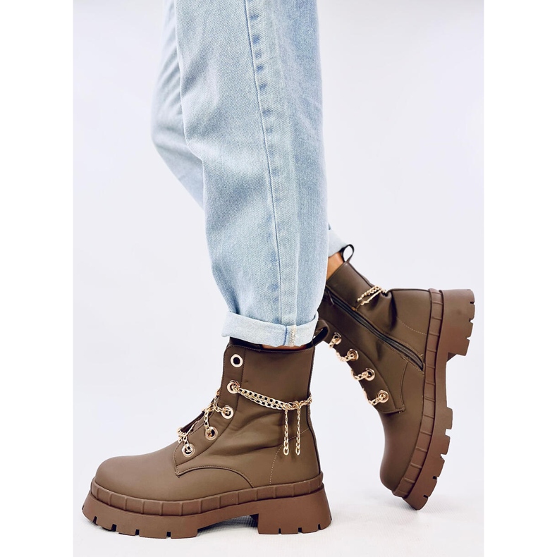 Bota Lohan Khaki com cadarço marrom 2