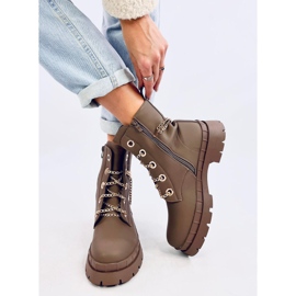 Bota Lohan Khaki com cadarço castanho 1