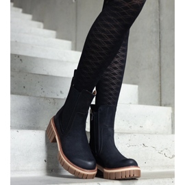 Botas de plataforma maciça pretas com abrasões da Sholla preto 1