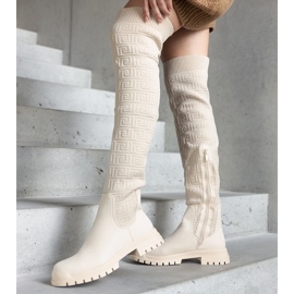 Botas de tecido bege com acabamento fosco Scarlett 1