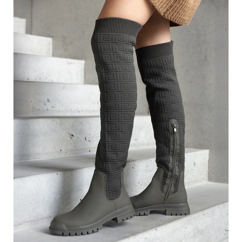 Botas de tecido verde com acabamento fosco Scarlett 1