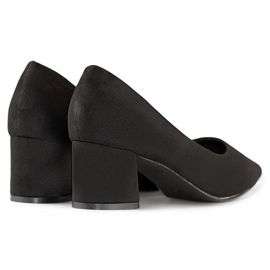 Sapatos de camurça de salto baixo, sapatos clássicos de salto alto para mulheres negras preto 1