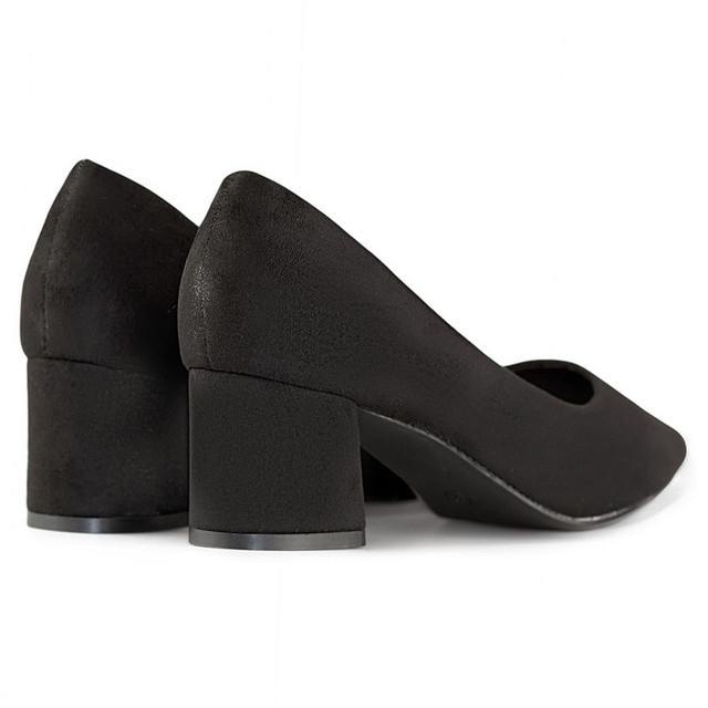 Sapatos de camurça de salto baixo, sapatos clássicos de salto alto para mulheres negras preto 1