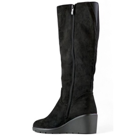 Botas femininas acima do joelho em camurça preta preto 1 Botas femininas acima do joelho em camurça preta preto 1