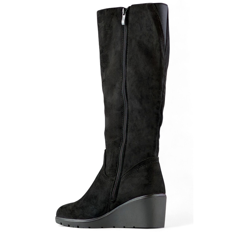 Botas femininas acima do joelho em camurça preta preto 1 Botas femininas acima do joelho em camurça preta preto 1