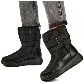 Botas de neve pretas com isolamento e velcro preto 2