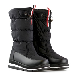 Botas pretas de cano alto para neve, botas femininas de inverno com isolamento e cordão preto 1 Botas pretas de cano alto para neve, botas femininas de inverno com isolamento e cordão preto 1