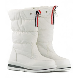 Botas femininas brancas de cano alto para neve, botas de inverno com isolamento e cordão branco 1