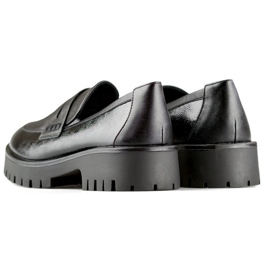 Mocassins femininos negros com sola grossa, mocassins femininos negros preto 1