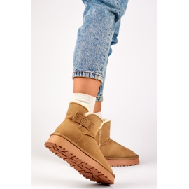 Botas femininas de neve feitas de couro natural, botas femininas com isolamento, sapatos de inverno bege 1