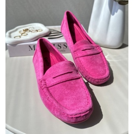 Confly Mocassins femininos em camurça ecológica, rosa 4