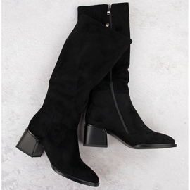 Botas femininas de camurça preta com bloco Filippo DKZ6603 preto 1 Botas femininas de camurça preta com bloco Filippo DKZ6603 preto 1