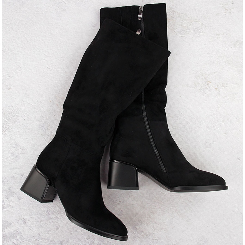 Botas femininas de camurça preta com bloco Filippo DKZ6603 preto 1 Botas femininas de camurça preta com bloco Filippo DKZ6603 preto 1