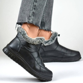 Botas curtas femininas de neve com pele, pretas CH-06B preto 1 Botas curtas femininas de neve com pele, pretas CH-06B preto 1