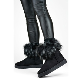 Botas femininas de neve mukluk com pele, pretas 1906-1-B preto 2 Botas femininas de neve mukluk com pele, pretas 1906-1-B preto 2