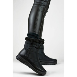 Botas femininas de neve isoladas com pele, pretas 22T10B preto 1