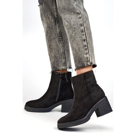 Botas femininas clássicas de camurça de salto alto, pretas MS1508B preto 2