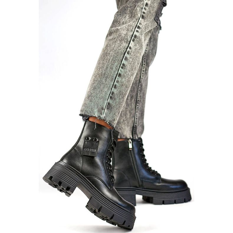 Trabalhadores de couro femininos na plataforma, pretos GD-TL56B 2