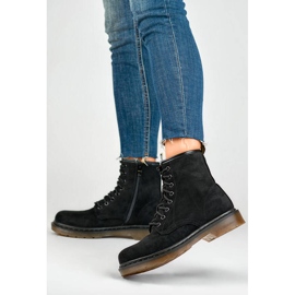 Botas femininas de camurça preta de camurça H1080B preto 1