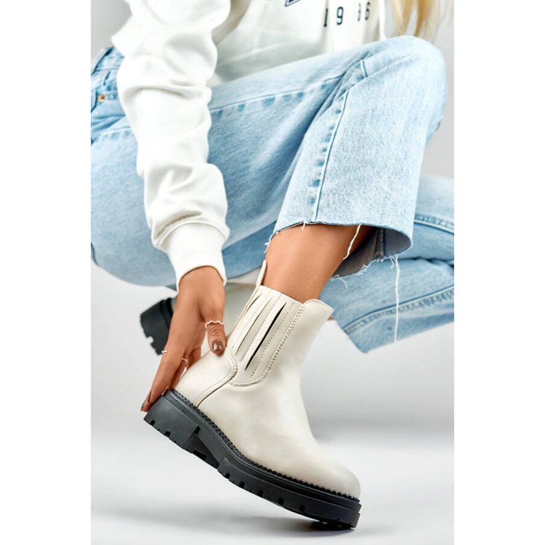 Botas Chelsea com isolamento feminino, bege 250041BE-PU 1