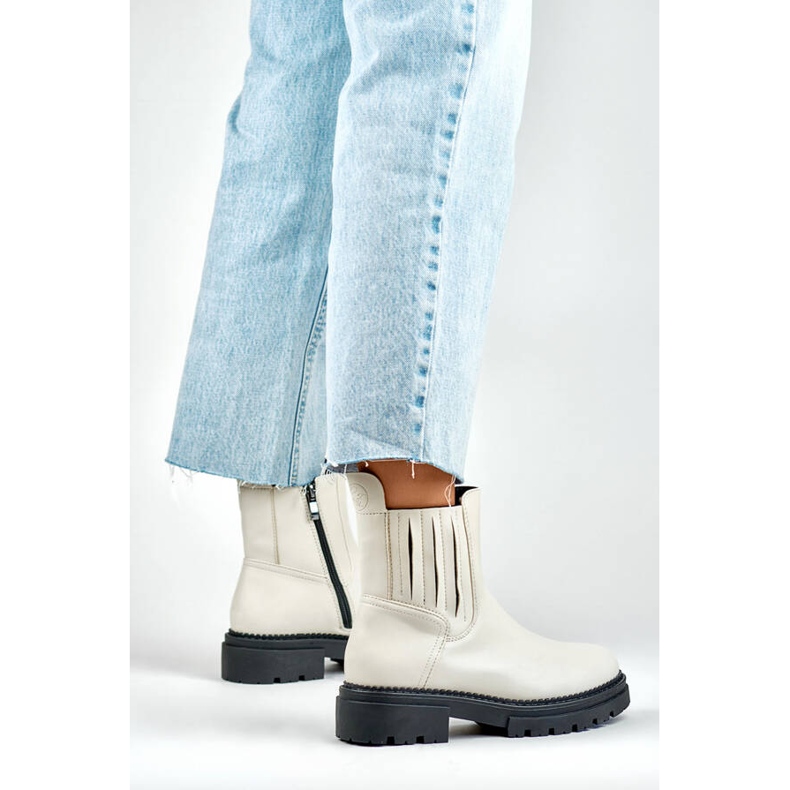 Botas Chelsea com isolamento feminino, bege 250041BE-PU 2