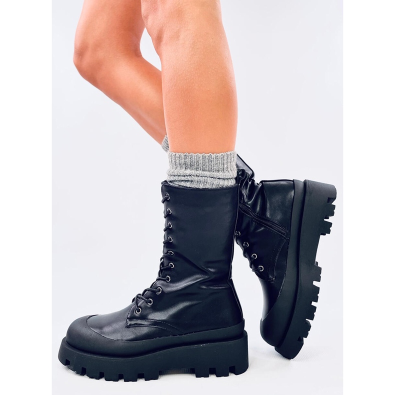 Botas Knight Black com cadarço preto 2