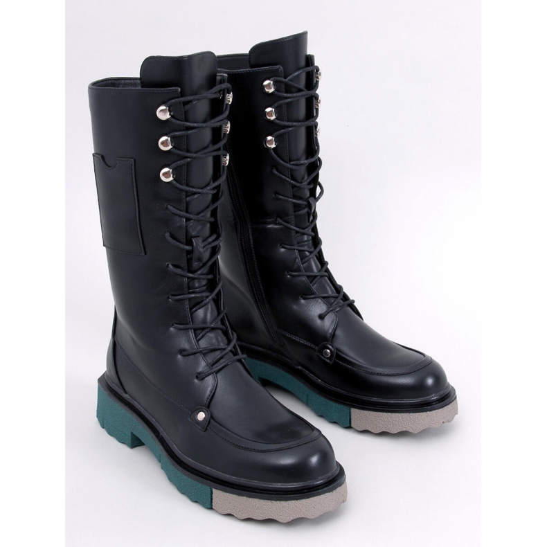 Botas com sola colorida da Keefe Black preto 1 Botas com sola colorida da Keefe Black preto 1