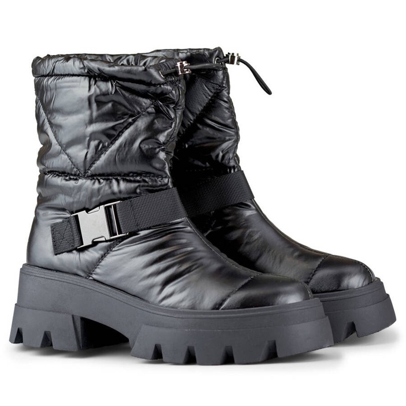 Botas femininas de neve com sola grossa, pretas JH21-22B preto 2 Botas femininas de neve com sola grossa, pretas JH21-22B preto 2