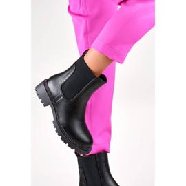 Botas Chelsea femininas isoladas com zircões, pretas RXJ-210B preto 2