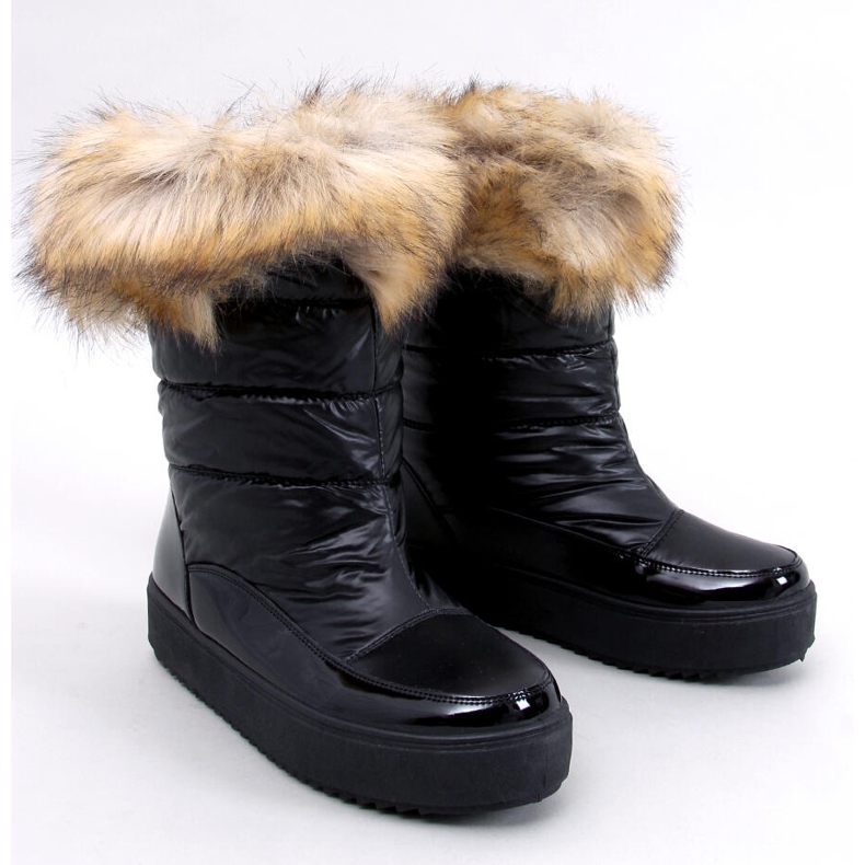 Mastro Botas de neve pretas com pele preto 1