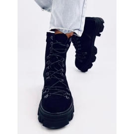 Bota trabalhadora preta Conor com cadarço preto 2