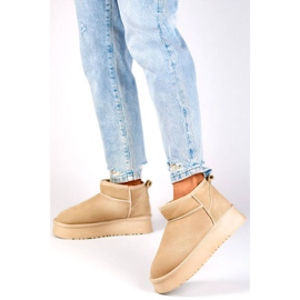 Botins femininos de couro, botas de neve em camurça, bege XF-159L.BE 1